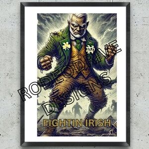 NOTRE DAME FIGHTIN IRISH 11X17 POSTER FIGHTIN IRISH FOOTBALL BAD ASS PRINT
